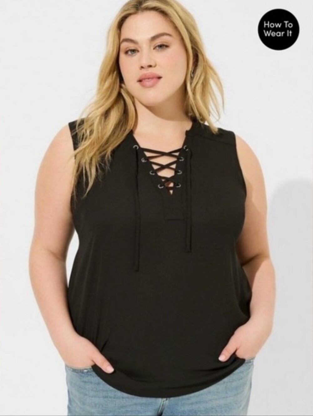 Torrid Sleeveless Lace-Up Tank Top - Black NWT Size 2x